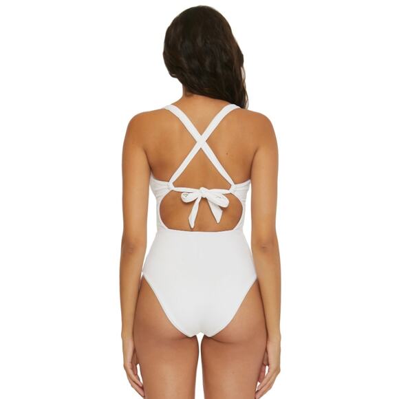 BECCA Rebecca Virtue Women's Modern Edge One Piece Swimsuit Medium White NWT - Picture 2 of 10